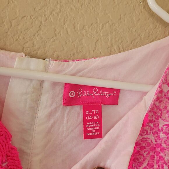 Lilly Pulitzer Target Dress Girls 14/16 XL  Pink Shift Coastal Floral Sleeveless - Picture 2 of 7